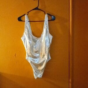 Women’s Metallic Silver One-Piece Swimsuit